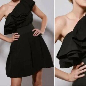 Lanvin H&M Little Black One Shoulder Dress SZ 6 worn once